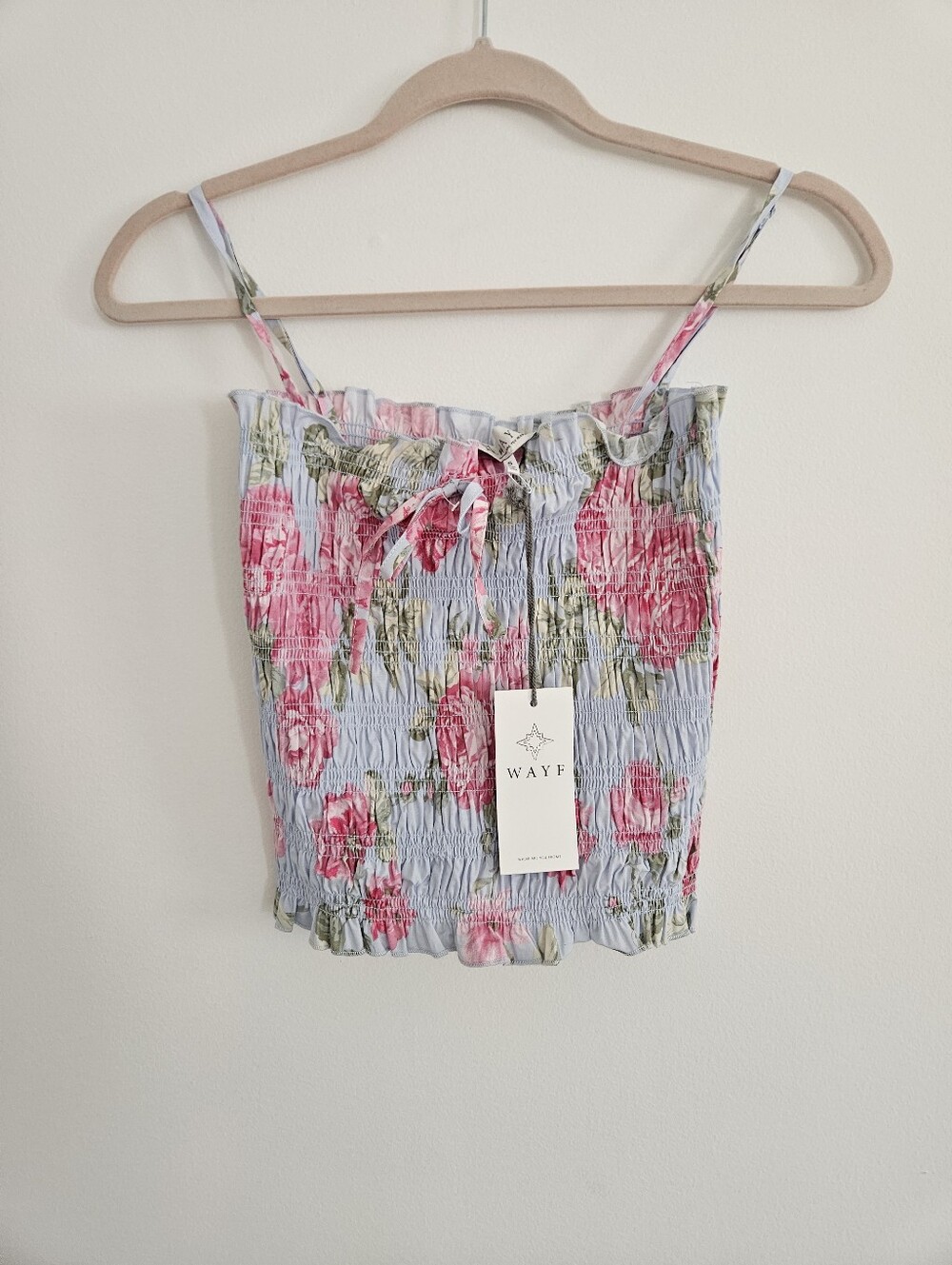 NWT WAYF Tamara Shirred Top Floral Size Small